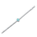 This S925 silver bracelet has a fine clasp. Blue - green lab - grown diamond in a flower form, set among diamonds, beautiful 