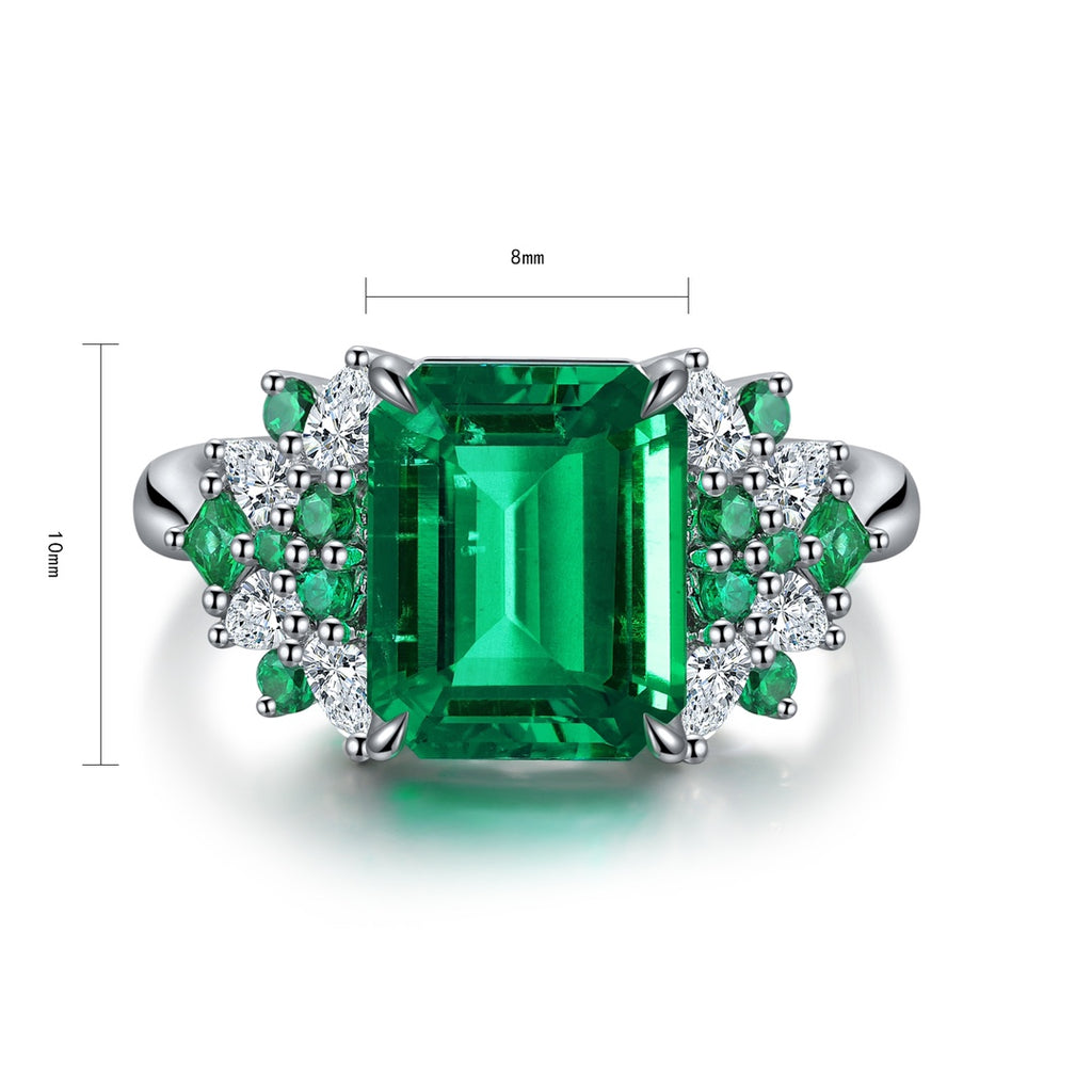 S925 Sterling Silver Ring with Lab-Grown Emerald JSEGR403Y | SHANA LUX