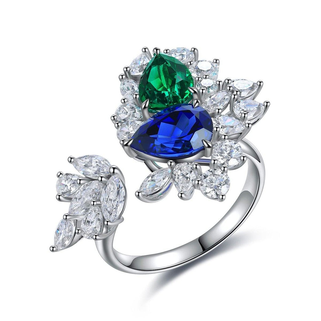 This S925 silver ring features an open design, really considerate. The lab-grown emerald is lush green, and the accompanying 