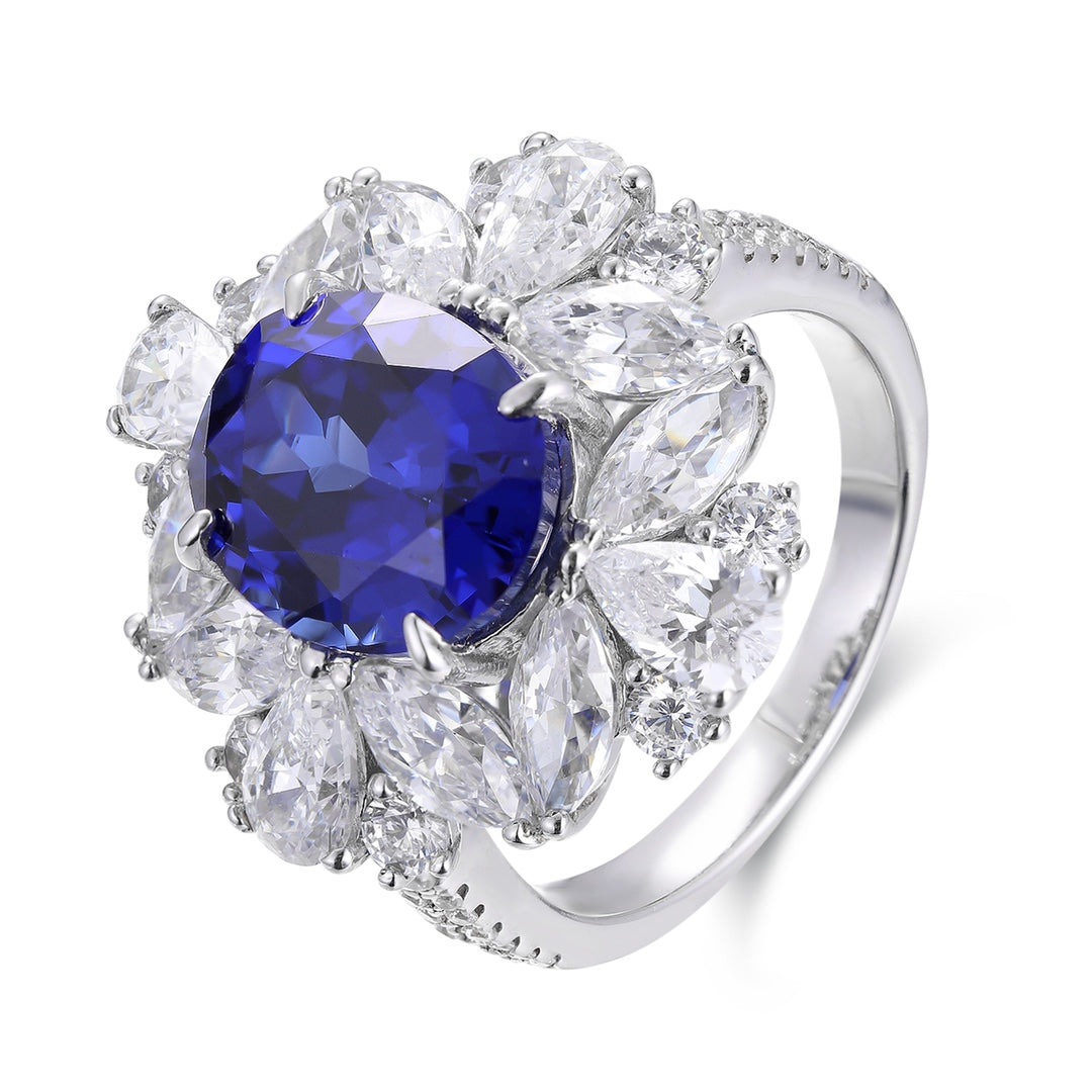 This ring is made of S925 silver. Though having no open part (the closed shank design fits the finger well), its deep-blue la