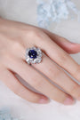 This ring is made of S925 silver with a shank that fits the finger. The blue lab-grown sapphire main stone is eye-catching, i