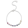 S925 silver bracelet, multicolored sapphires, round gems, lobster clasp, adjustable, pretty.