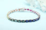This S925 silver bracelet has colorful sapphires, oval cut, box clasp, 18cm length, charming.