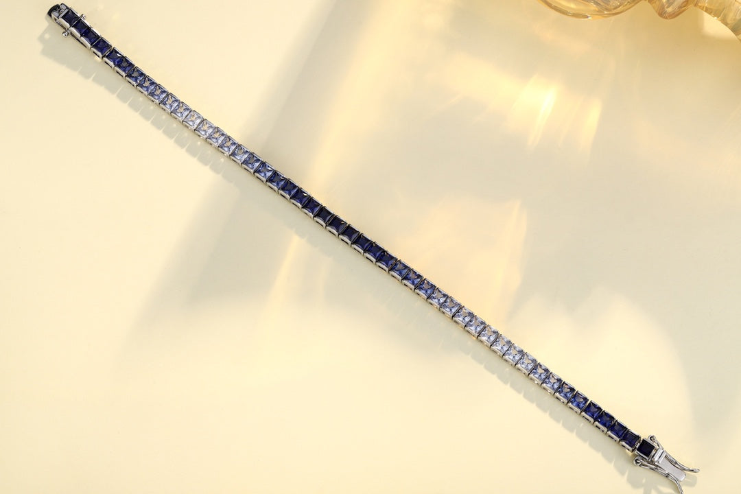 S925 Sterling Silver Bracelet with Lab-GrownColored Sapphire CH03105-11 | SHANALUX