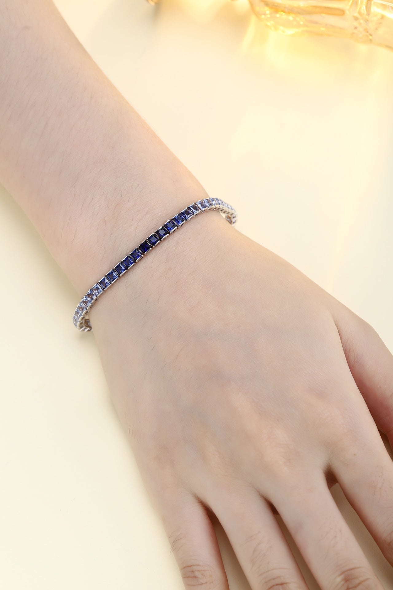 S925 Sterling Silver Bracelet with Lab-GrownColored Sapphire CH03105-11 | SHANALUX