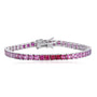This bracelet is made of S925 silver with a smart and secure clasp design. Lab-grown colored sapphires show charming pink-pur