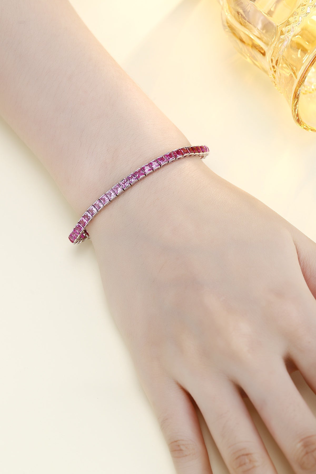 S925 Sterling Silver Bracelet with Lab-grown Colored sapphire CH03105-7 | SHANALUX