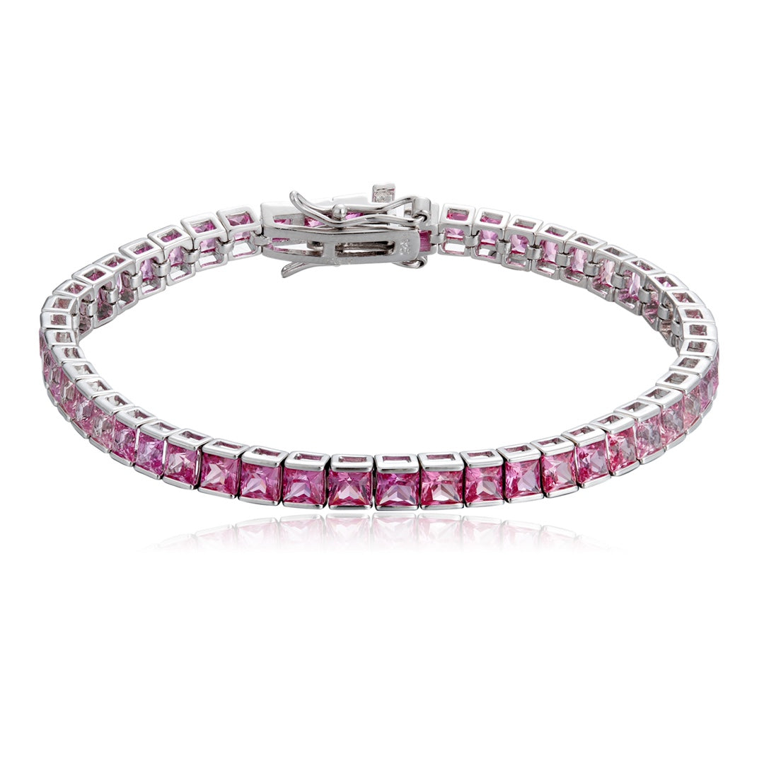 S925 Sterling Silver Bracelet with Lab-GrownColored Sapphire CH03105-12 | SHANALUX