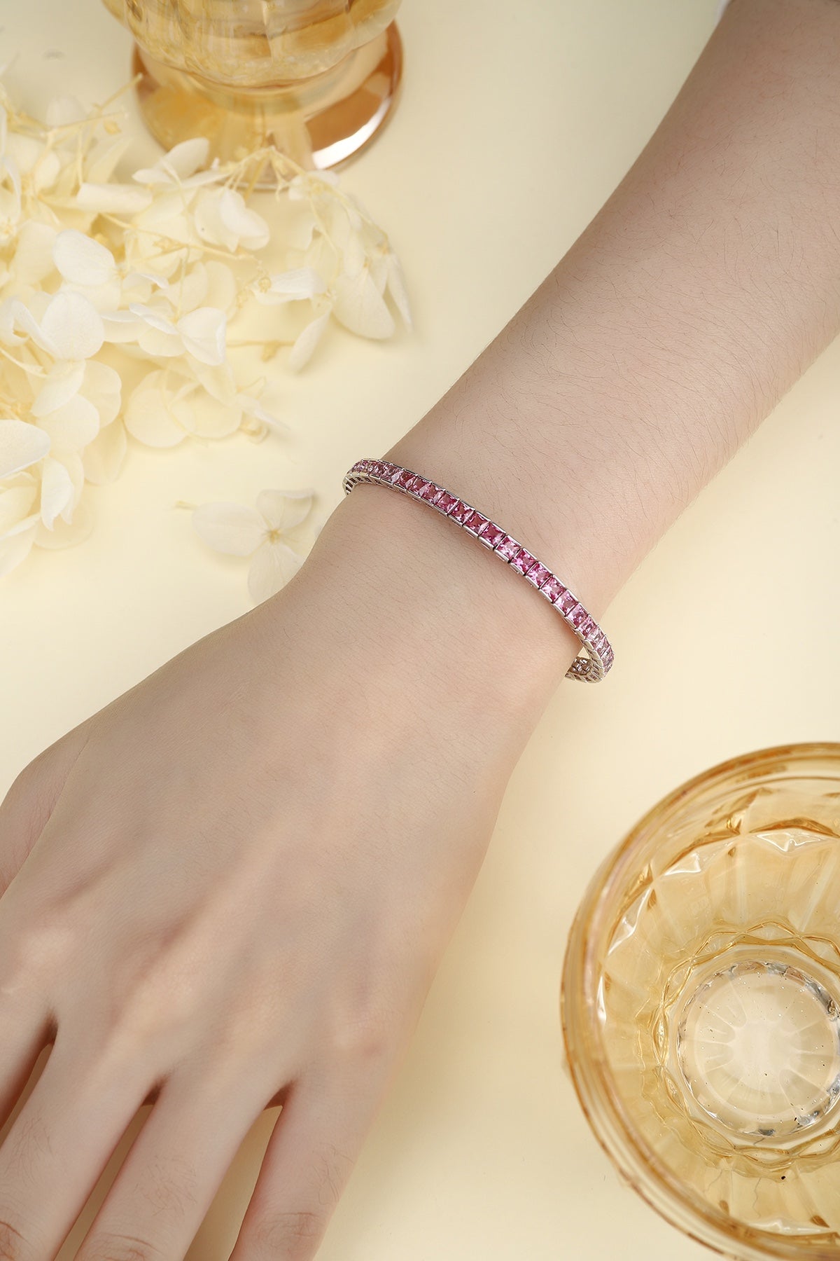 S925 Sterling Silver Bracelet with Lab-GrownColored Sapphire CH03105-12 | SHANALUX