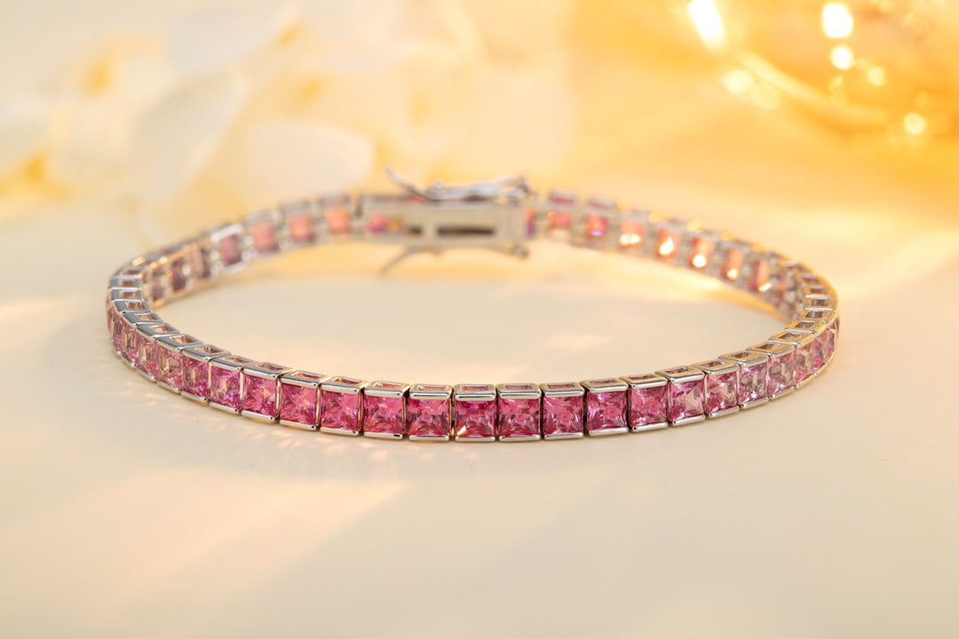 S925 Sterling Silver Bracelet with Lab-GrownColored Sapphire CH03105-12 | SHANALUX