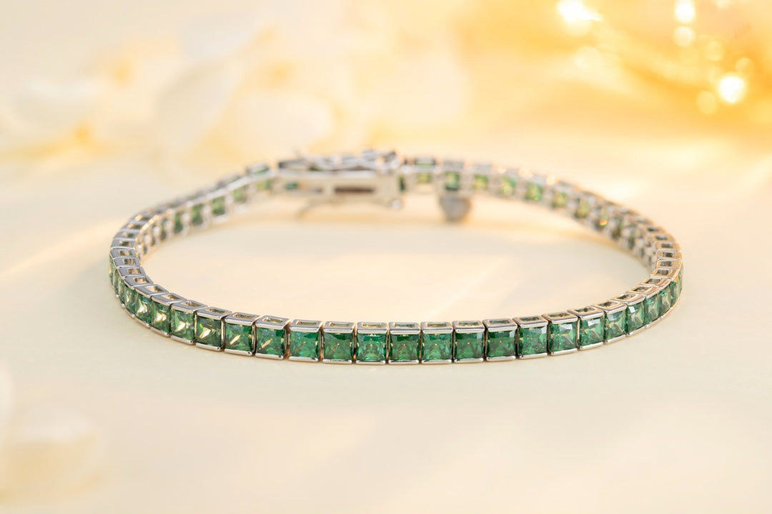 S925 Sterling Silver Bracelet with Lab-GrownColored Sapphire CH03105-10 | SHANALUX