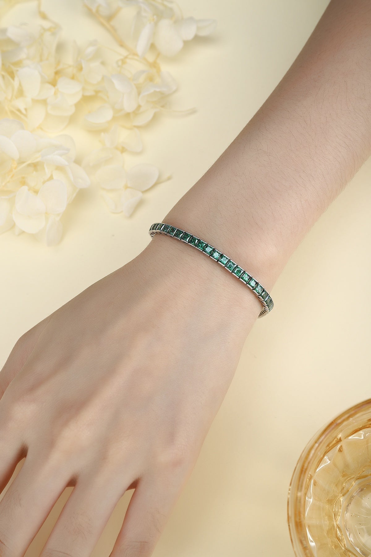 S925 Sterling Silver Bracelet with Lab-GrownColored Sapphire CH03105-10 | SHANALUX