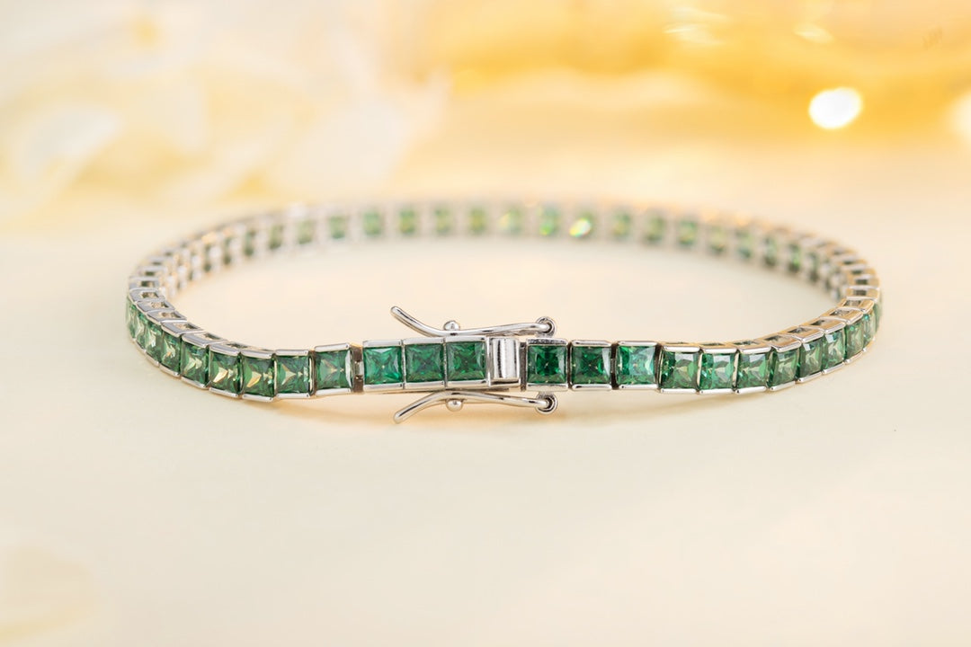 S925 Sterling Silver Bracelet with Lab-GrownColored Sapphire CH03105-10 | SHANALUX