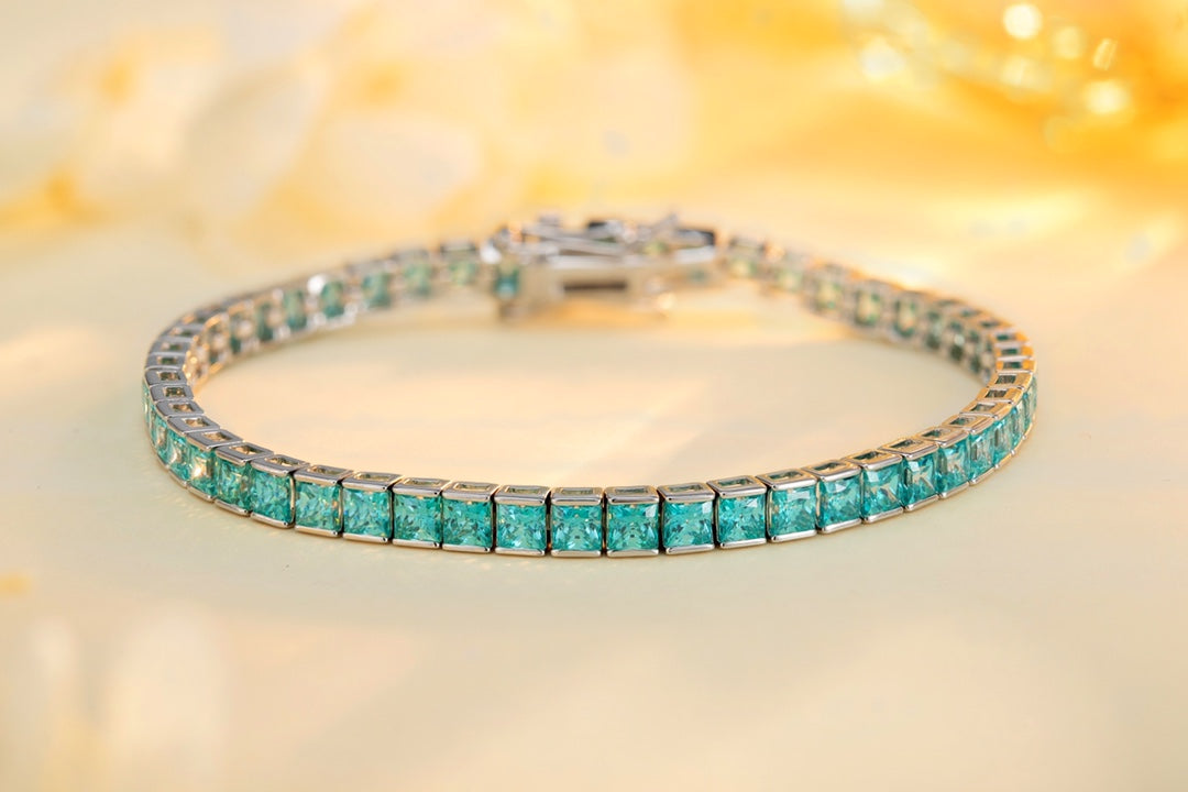 S925 Sterling Silver Bracelet with Lab-GrownColored Sapphire CH03105-10 | SHANALUX