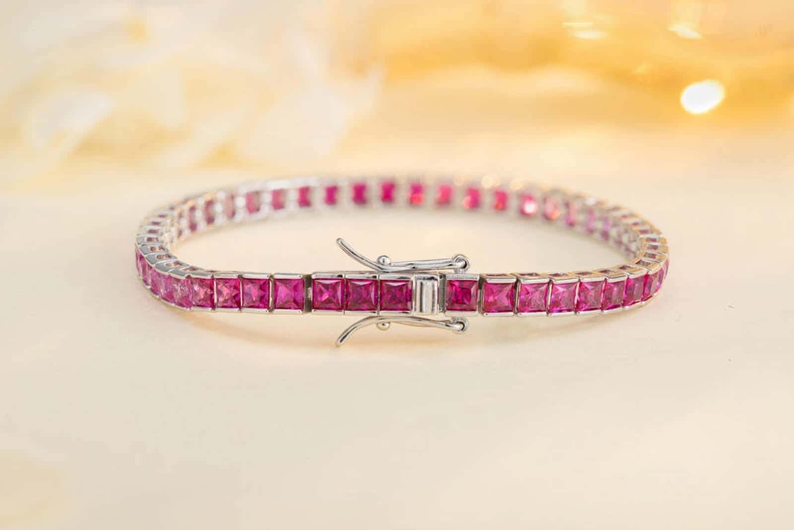 S925 Sterling Silver Bracelet with Lab-GrownColored Sapphire CH03105-10 | SHANALUX