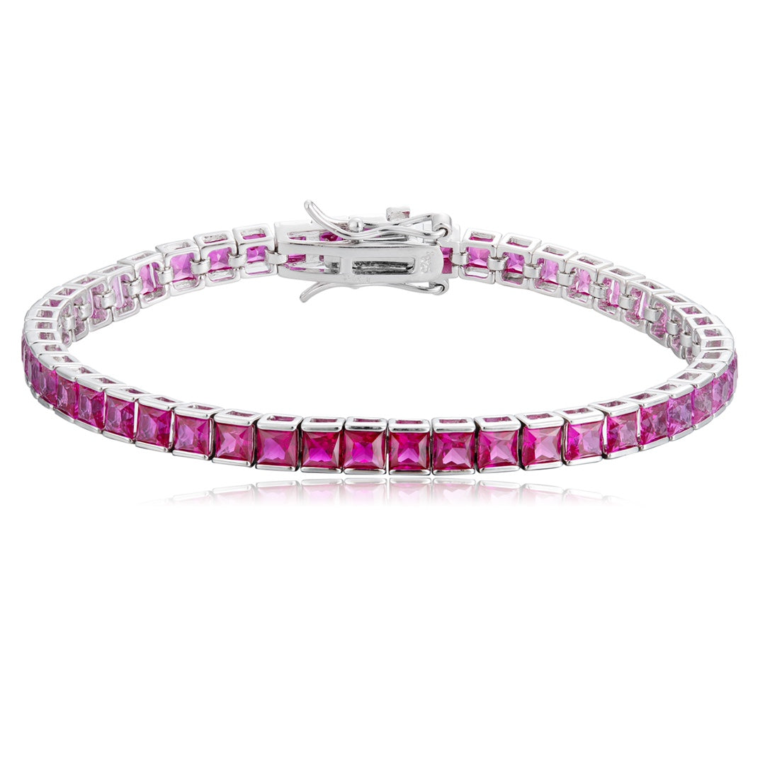 S925 Sterling Silver Bracelet with Lab-GrownColored Sapphire CH03105-10 | SHANALUX