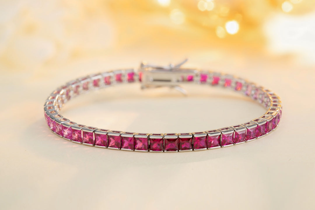 S925 Sterling Silver Bracelet with Lab-GrownColored Sapphire CH03105-10 | SHANALUX