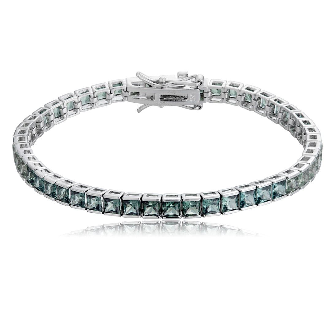 This bracelet is made of S925 silver with a delicate and durable clasp design. Lab-grown colored sapphires show fresh blue-gr