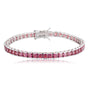 This bracelet is made of S925 silver with a delicate and practical clasp design. Inlaid with pink lab-grown colored sapphires