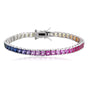 The 925 silver bracelet with a simple clasp, square colored sapphires arranged in gradient, the multicolored luster is very e