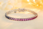 925 silver with a practical clasp, the bracelet has square links inlaid with colored sapphires, rich in colors and fashionabl
