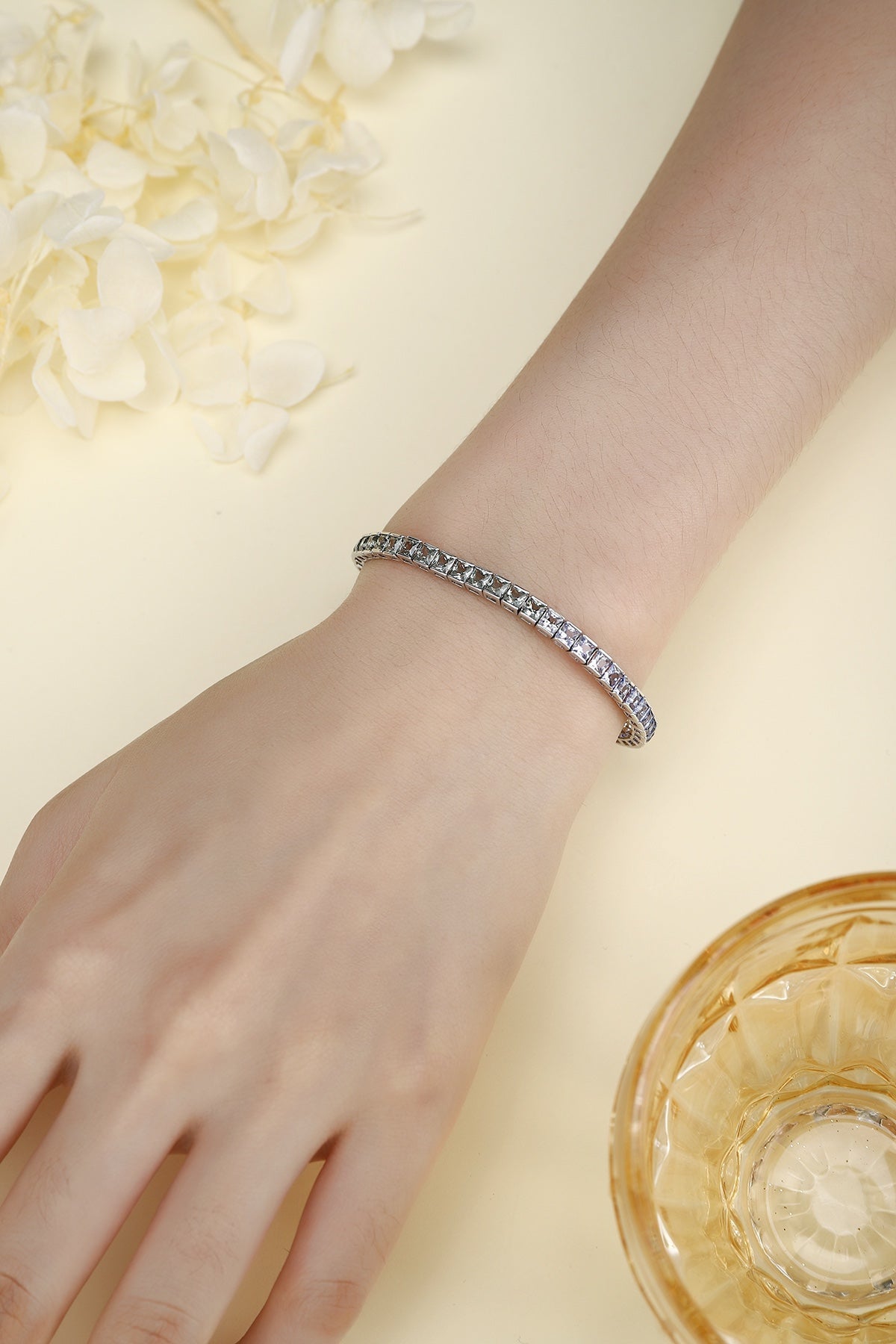 S925 Sterling Silver Bracelet with Lab-grown ColoredSapphire CH03105-2-1 | SHANA LUX