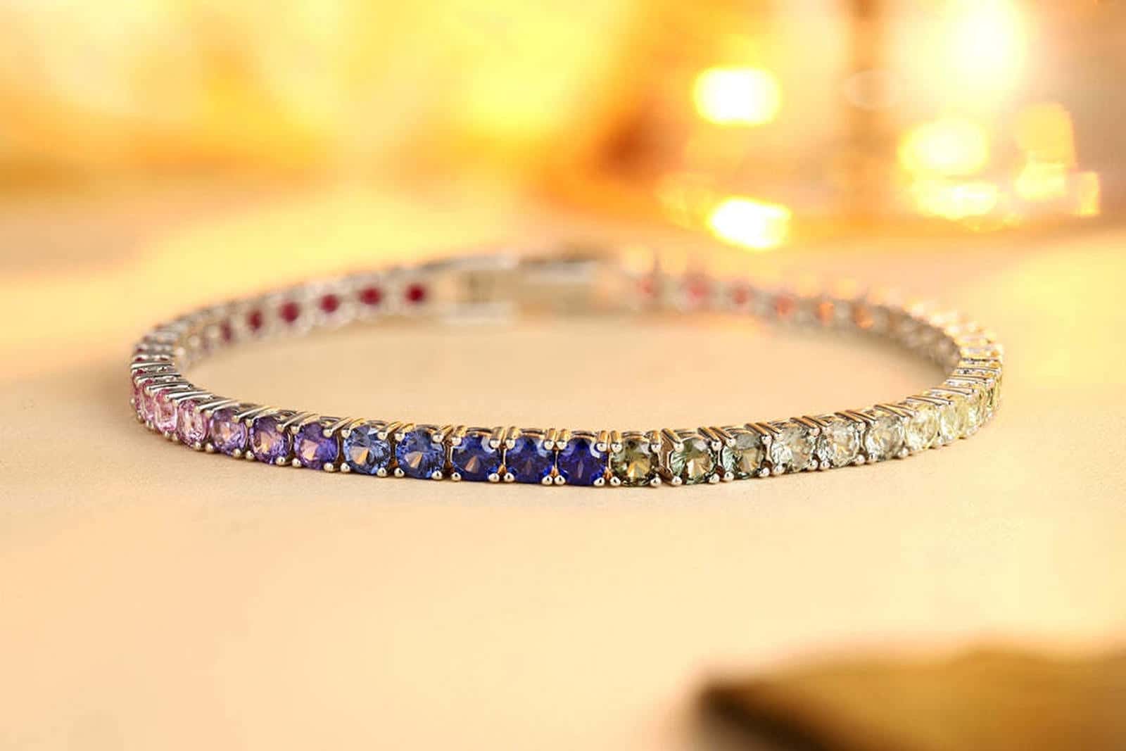 S925 Sterling Silver Bracelet with Lab-GrownColored Sapphire CH03102-1 | SHANALUX