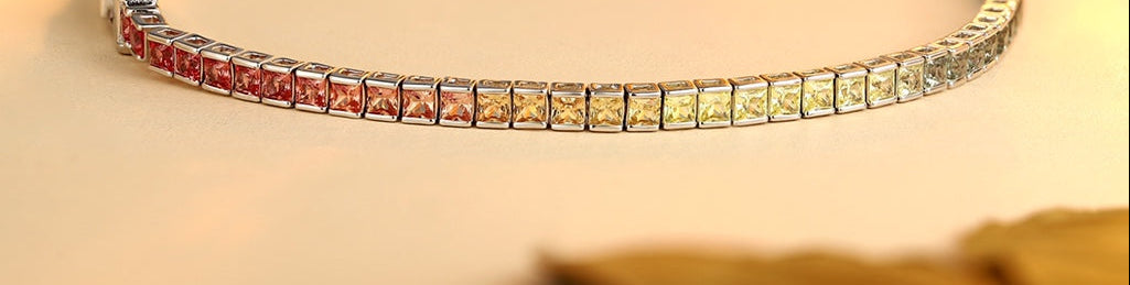 S925 Sterling Silver Bracelet with Lab-GrownColored Sapphire CH03103-1 | SHANALUX