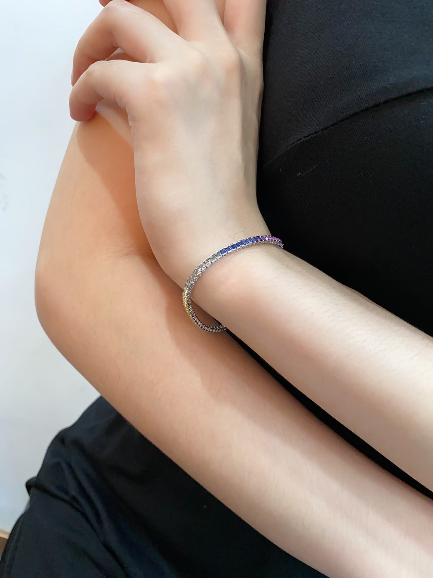 S925 Sterling Silver Bracelet with Lab-GrownColored Sapphire CH03103-1 | SHANALUX