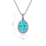 The S925 silver necklace boasts a practical clasp. Oval turquoise - blue pendant with diamond setting, stylish shape.