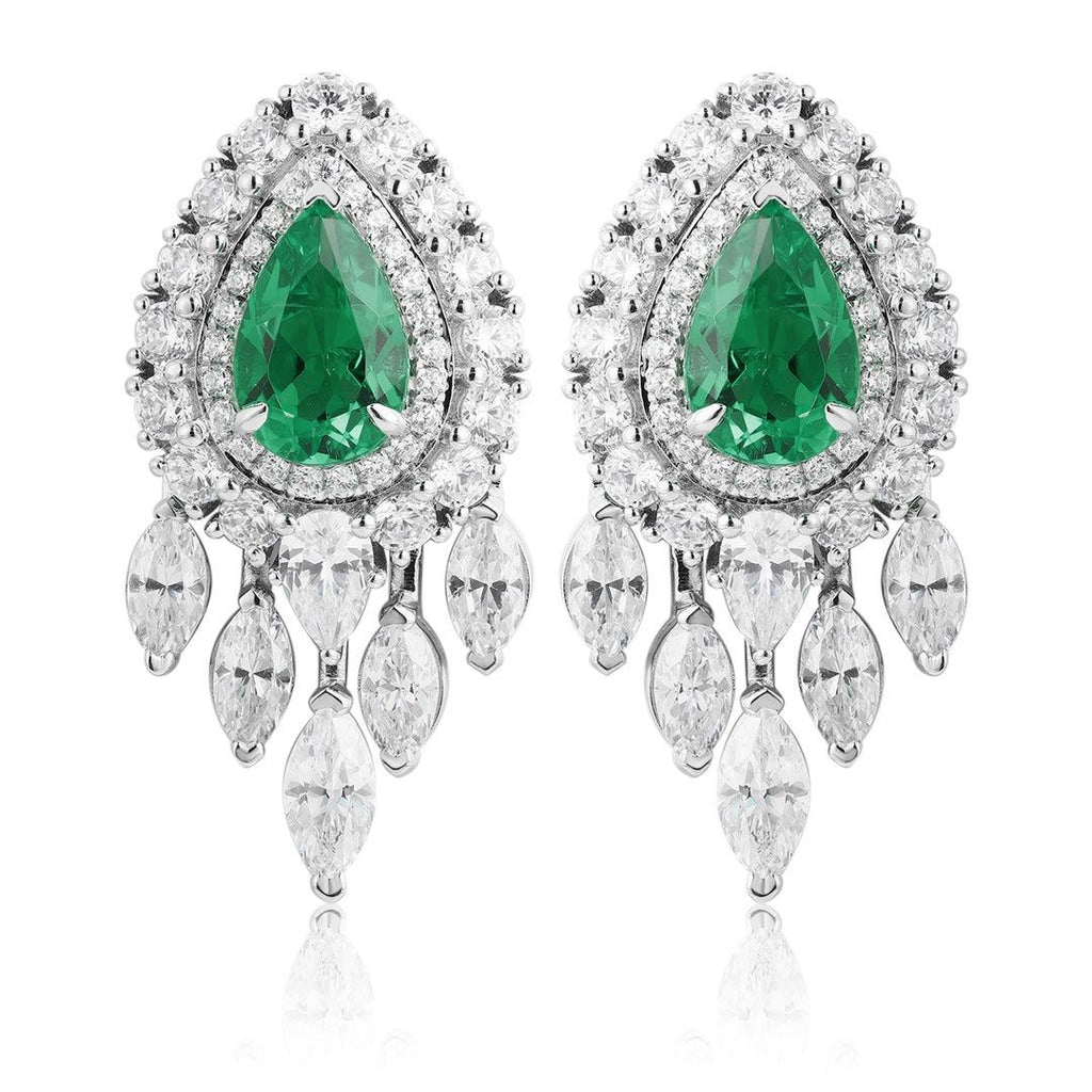These S925 silver stud earrings are exquisitely designed. The lab-grown emeralds emit a charming green glow, and the surround