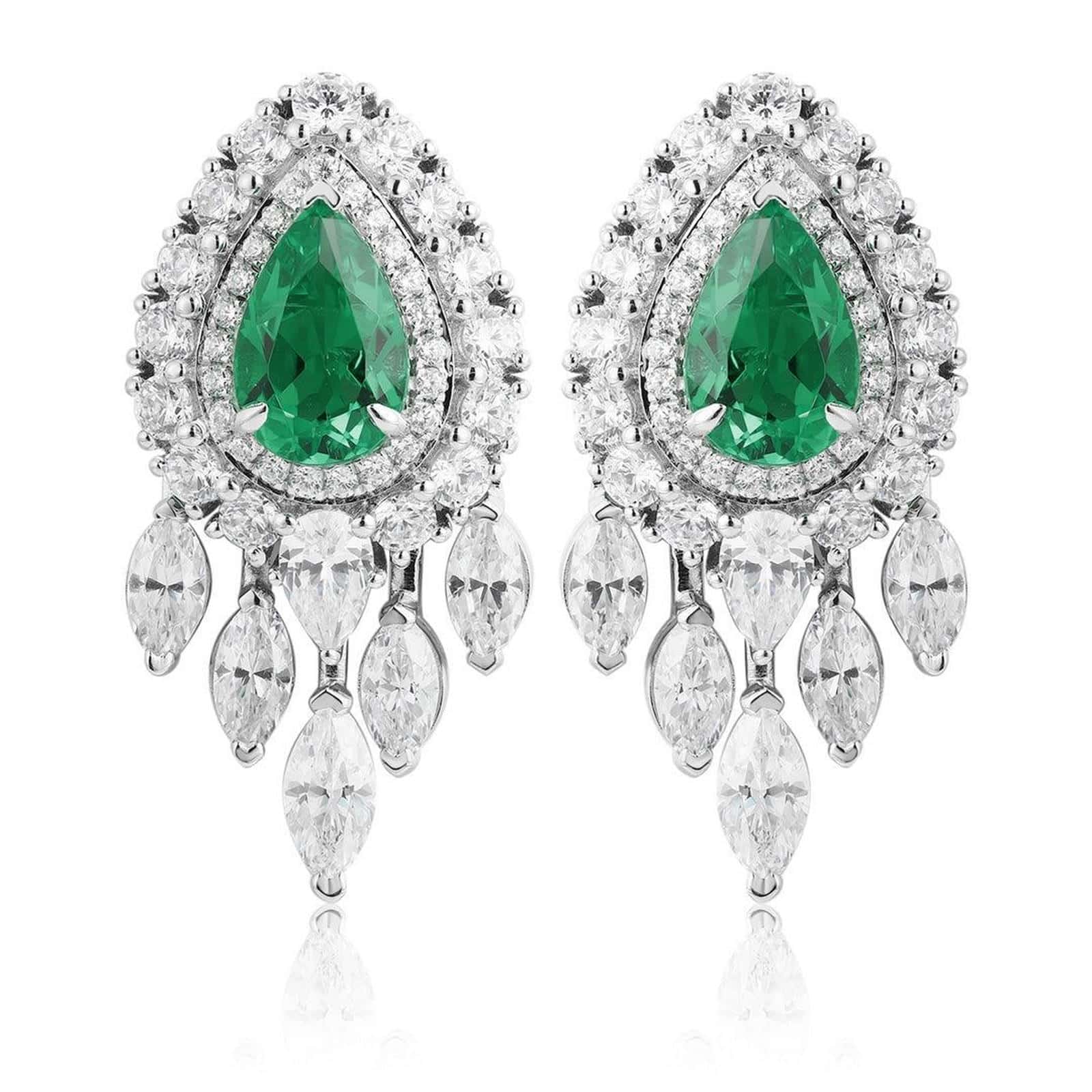 These S925 silver stud earrings are exquisitely designed. The lab-grown emeralds emit a charming green glow, and the surround