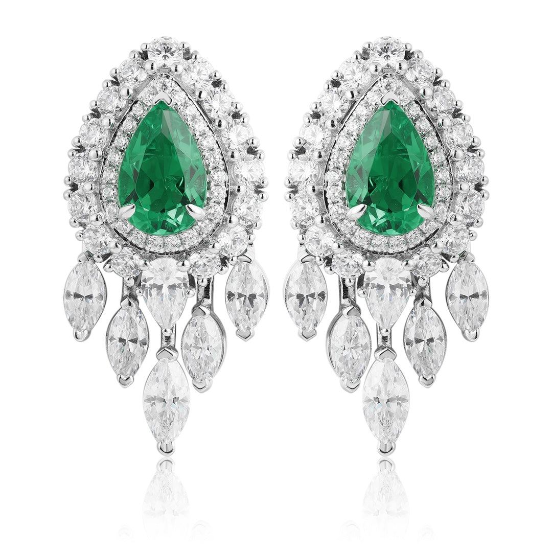 These S925 silver stud earrings are exquisitely designed. The lab-grown emeralds emit a charming green glow, and the surround