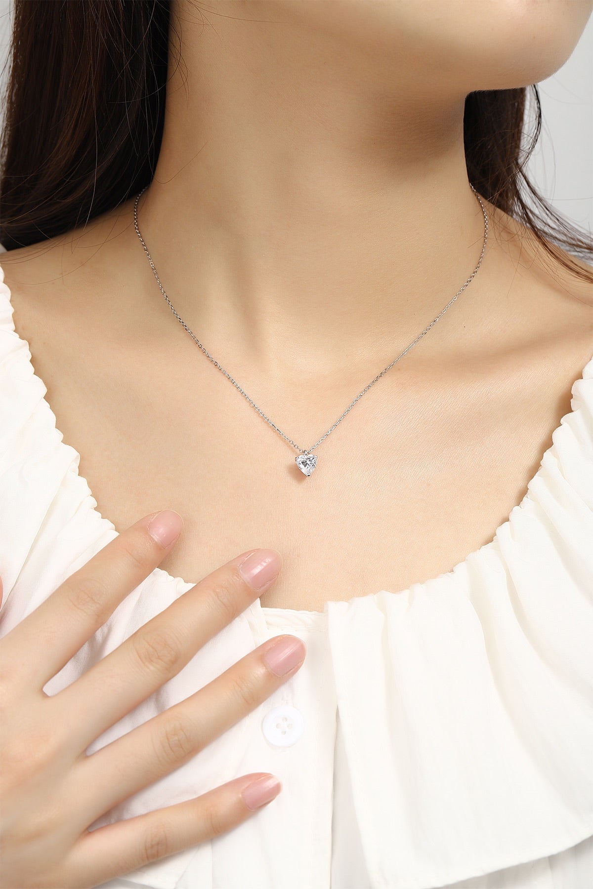 S925 Sterling Silver pendant necklace with lab-grown diamonds PTD001 | SHANA LUX