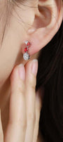 Made of S925 silver, these earrings have a practical clasp design. The square - shaped red lab - grown gemstones with rich co
