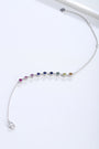 S925 silver bracelet, rainbow - like sapphires, round gems, secure clasp and extender, nice.